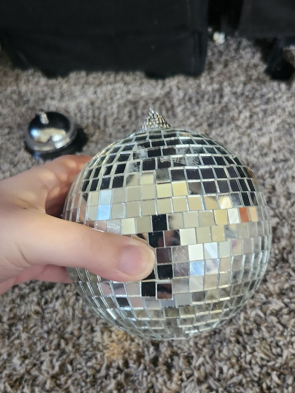 Silver Mirrored Disco Ball Holiday Ornament